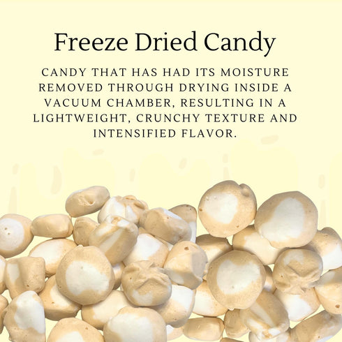 2 oz Peanut Butter Flavored Freeze-Dried Taffy Crunchy & Airy Snack Bite-Size Pieces Ships in Box Bold Taste & Light