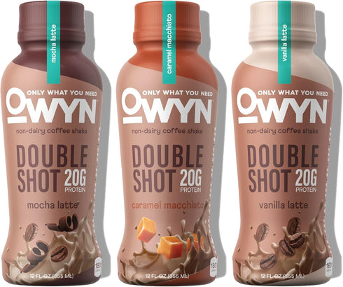 OWYN Only What You Need Double Shot Mocha Latte, Vanilla Latte and