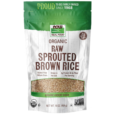 NOW Foods, Organic Sprouted Brown Rice, Raw, Gluten-Free and Whole Grain, 16-Ounce