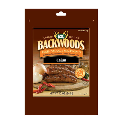 LEM Products Backwoods Cajun Fresh Sausage Seasoning - Ideal for Wild Game & Domestic Meat, 12 Ounce Packet