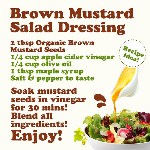 5 Food to Live Organic Brown Mustard Seeds, Pounds Non-GMO, Great for Pickling and Cooking. Non-irradiated. Bulk. Keto