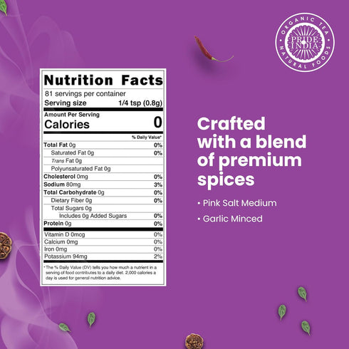 2.3 oz (65 Garlic Salt gm) w/Convenient Grinder Cap Savory Tangy Taste |For Grilled Meats Roasted Vegetables Dressing