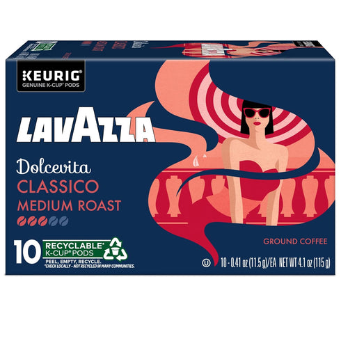 60-Count (6 Packs 10) Lavazza Dolcevita Classico, Single-Serve Keurig K-Cup Pods, Medium Roast Coffee, Box