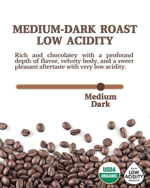 2LB 100% 2lb Subtle Earth Organic Coffee - Medium-Dark Roast - Whole Bean Coffee - Arabica Beans - Low Acidity