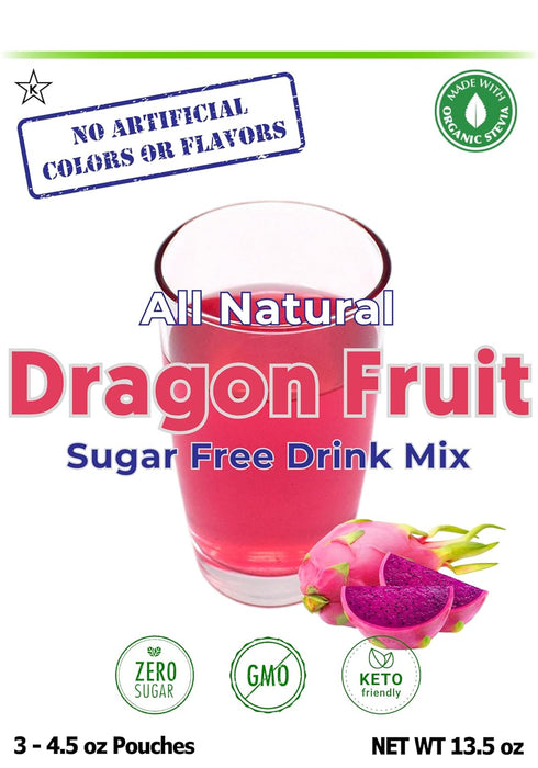 GramZero All Natural Dragon Fruit Zero Calorie Sugar Free Drink Mix, Great For Nutrition Club Loaded Tea, Stevia