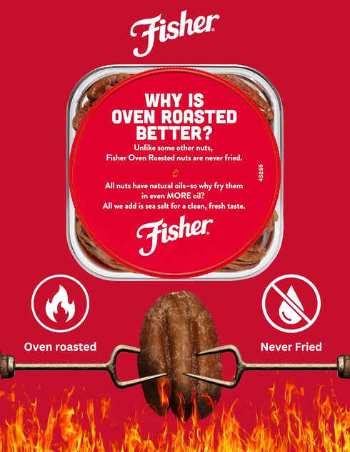 Fisher Oven Roasted Never Fried Mammoth Pecans (17 Ounces) - Heart Healthy Snacks, Gluten Free