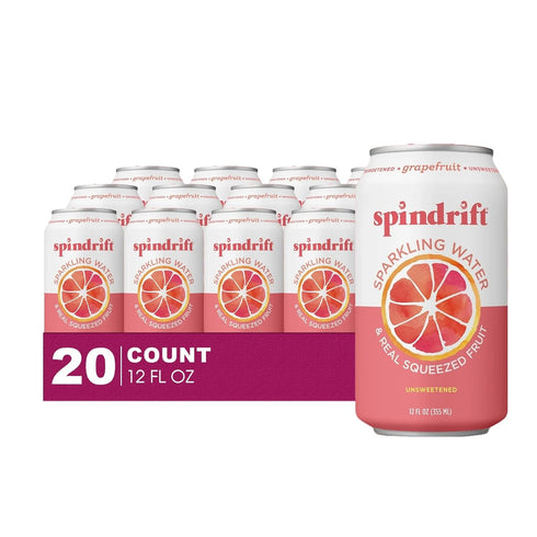 Spindrift 20- Pack of Grapefruit Sparkling Water & Real Squeezed Fruit 12