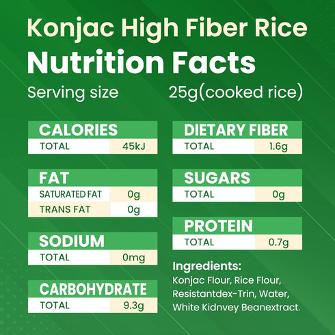 4 Pack 200g Pack Ketoslim Mo High Fiber Konnyaku Rice Low Fat Digestive Shirataki Rice with Glucomannan Fiber, Vegan
