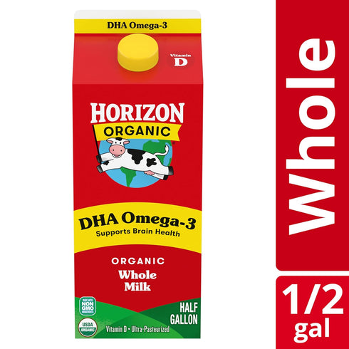 Omega-3 64 oz Horizon Organic DHA Milk, DHA Whole Milk, fl Half Gallon Carton