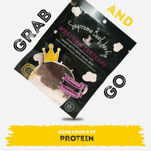 2.5 oz 2.5 Pack 1 Supreme Beef Jerky, Halal Beef Jerky, Zabiha Halal Certified Beef, Handcrafted Gourmet Meat Snacks