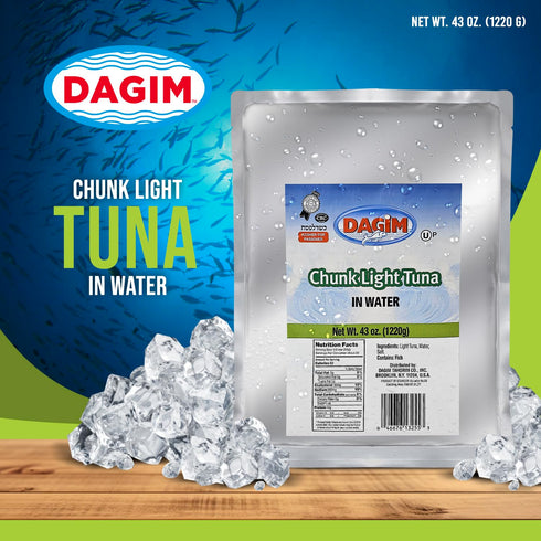 Dagim 43 oz Pack 2 Chunk Light Tuna in Water Tuna Fish Pouch Kosher Certified for Passover