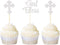 Ercadio 24 PCS Silver Glitter God Bless and Baptism Cupcake Toppers, Cross Cupcake Picks, Christian Party Supplies