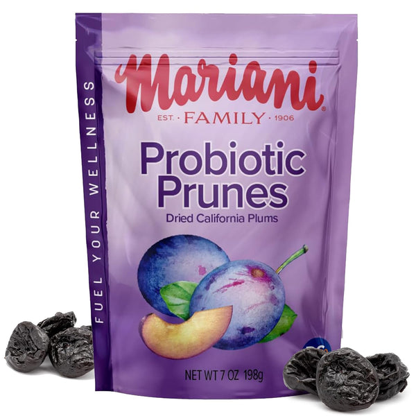 Mariani Probiotic Prunes Pitted Unsweetened, 7oz Bulk Dried Fruits, No Sugar Added for Healthy Bones and Digestive