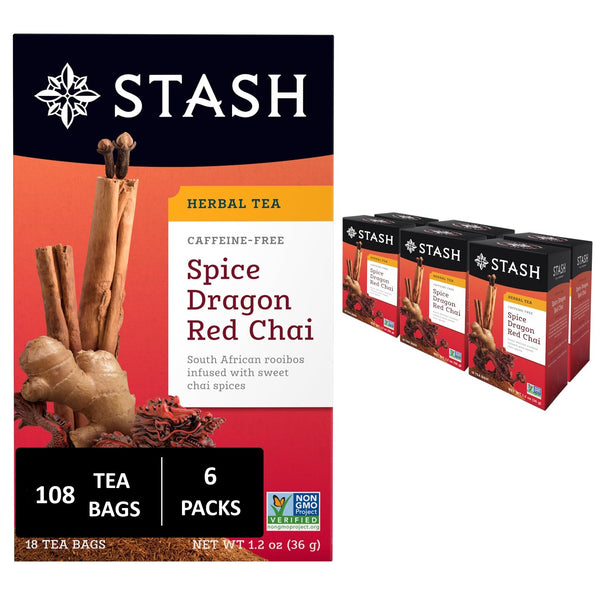 Stash Tea Spice Dragon Red Chai Herbal Tea, Caffeine Free, 18 Bags