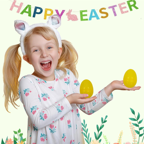 60 1 1 GCQJOQ Easter Eggs Plastic Fillable Easter Eggs Bulk for Easter Theme Party Favor, Yellow Eggs, Gold Egg, White