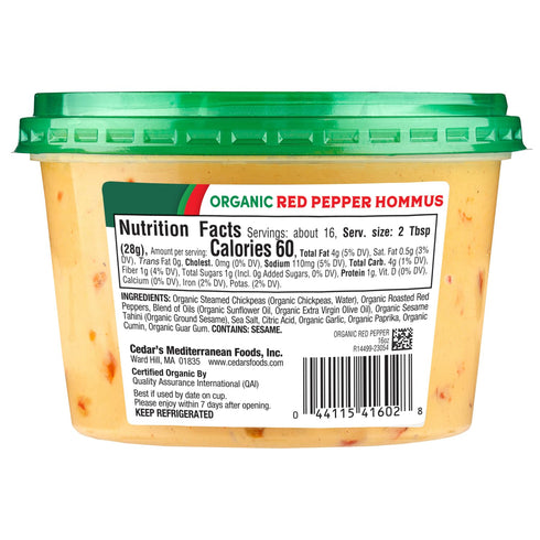 Cedar's Hummus Organic Roasted Red Pepper