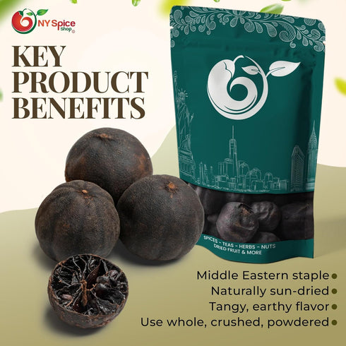 3 NY Spice Shop Whole Dried Black Lemons - Pound Citrus limon - Natural Sun-Dried Loomi - Tangy Citrus Pods for Middle