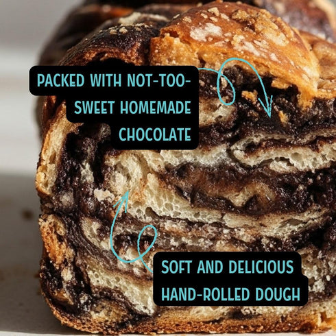 Haus of Babka 24oz Chocolate Babka Bread Cake, - Double Wrapped For Freshness