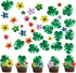 64Pcs Tropical Palm Leaves and Hawaii Flowers Cupcake Toppers for Jungle Summer Party Birthday Wedding Cake Decor