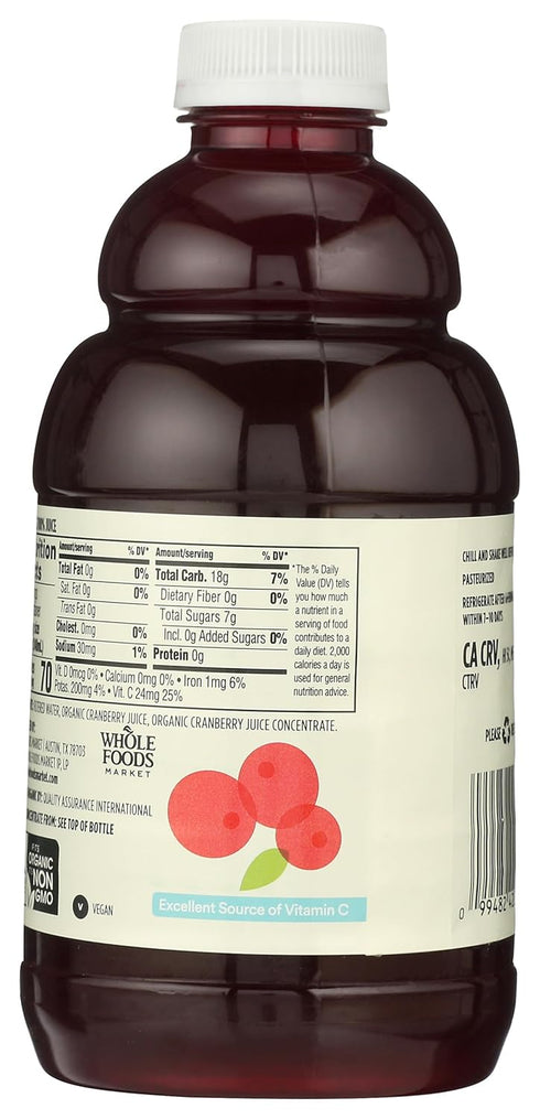 365 32 Oz by Whole Foods Market, Organic Pure Cranberry Juice, Fl