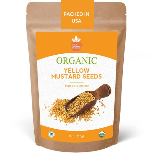 Spicy Organic Yellow Mustard Seed 16oz (454G) Whole Seeds for Pickling, Spice