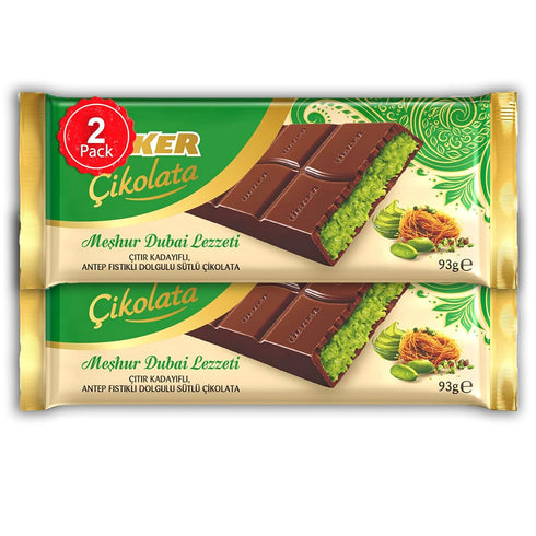 Generic 93g (2 Pack) Dubai Chocolate Bar Pistachio with Kadayf Turkish Milk Chocolate with Crispy Kunafa & Pistachio