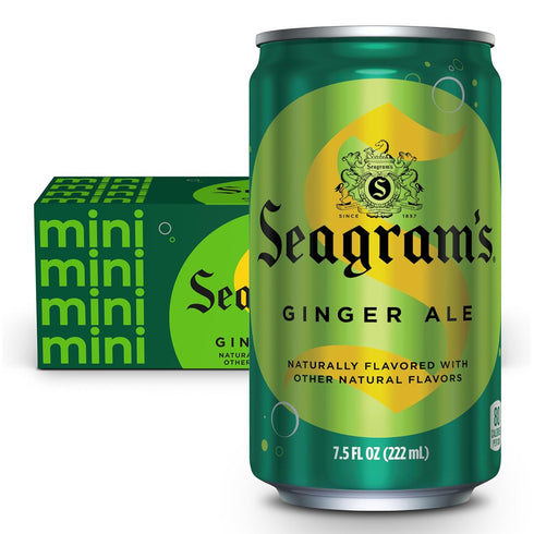 Seagrams Ginger Ale Soda Soft Drinks, 7.5 fl oz, 10 Pack