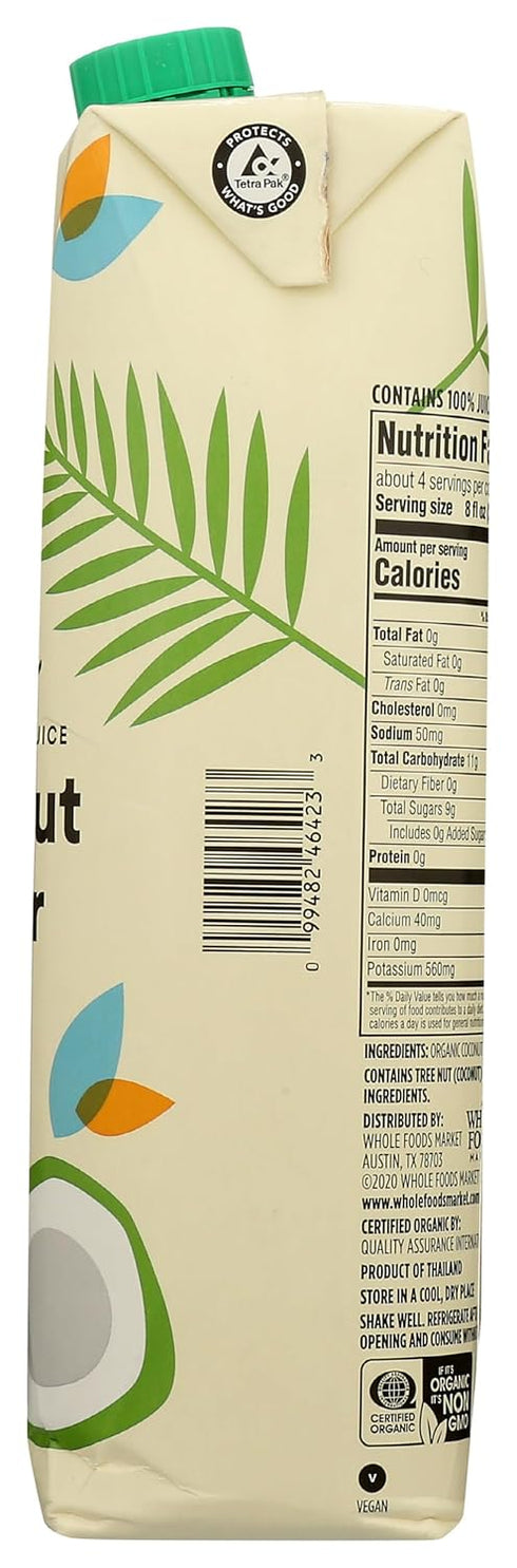 365 100% 33.8 Oz by Whole Foods Market, Organic Coconut Water, Pulp-Free Juice, Fl