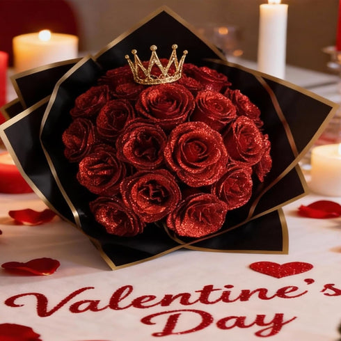 Custom Glitter Roses Bouquet,Valentine Gifts DIY Personalized eternal roses letter Bouquet Gifts for Her