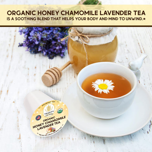 (36 Organic Chamomile and Lavender Tea Pods for Keurig - Decaf Herbal Tea for Keurig K Cups - Honey Chamomile Lavender