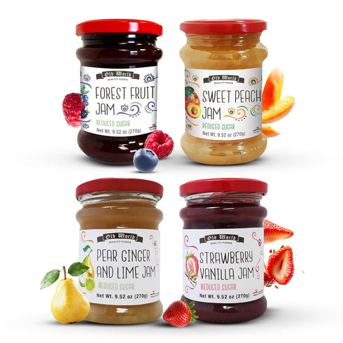 Old World Quality Foods Jam Assortment 4CT/ 9.52oz each