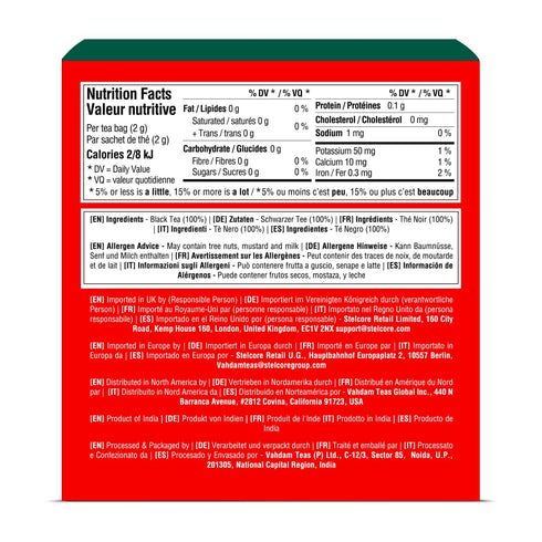 VAHDAM English Breakfast Black Tea Bags, 30 Count, High Caffeine, Pyramid Tea Bags