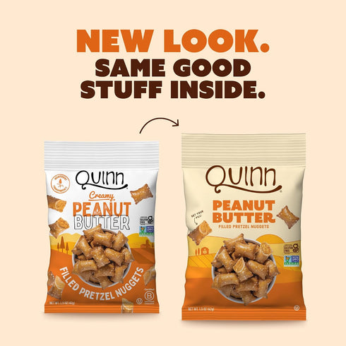 1.5 Oz (Pack 14) Quinn Creamy Peanut Butter Filled Pretzel Nuggets - Made with Real Ingredients, Whole Grain Sorghum