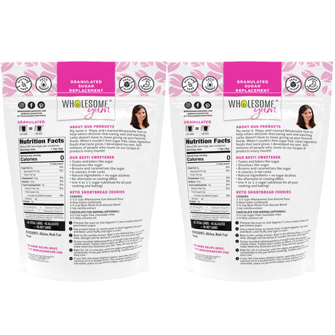 (12 oz, 2 Pack) Wholesome Yum Besti Natural Sugar Substitute - Keto Granulated Monk Fruit Sweetener Blend With Allulose