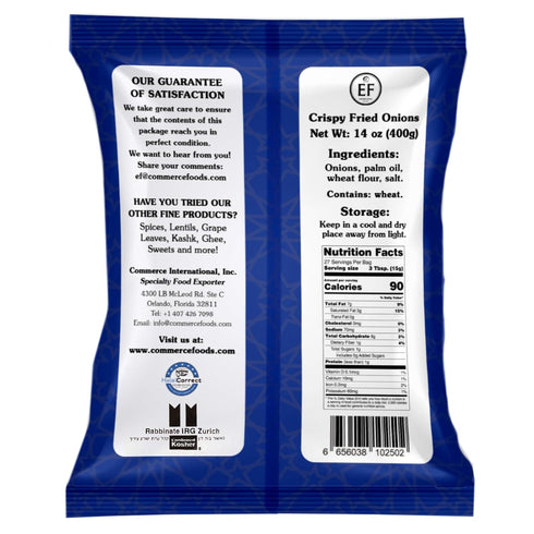 400g (14 oz), EF - Crispy Fried Onions, Kosher, Halal, Product of Netherlands