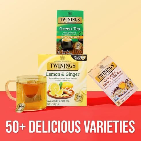 Twinings Decaffeinated Green Tea, 20 Count - Individually Wrapped Bags, Smooth Flavor, Enjoy Hot or Iced