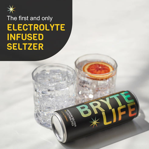 (12 oz 12 pack) BRYTELIFE Electrolyte-Infused Seltzer Non-Alcoholic Hydrating Drinks with Zero Sugar Patented