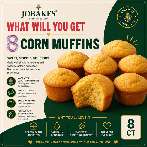 JO BAKES 8 Count Cornbread Muffins Bakery-Style Snack