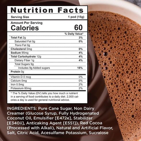 50 Maud's Dark Hot Chocolate Pods, ct, Single Serve Pods, Compatible with Keurig K Cups Maker