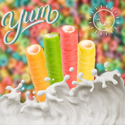 Pack 3, 5 Count Needzo Froot Loops Cereal Straws, Edible Straw Alternatives for Milk, Nostalgic Breakfast Treat