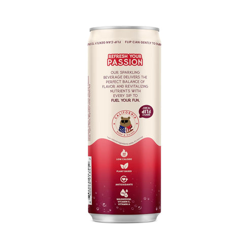 Passion Joy 12 oz (Pack 12) Organic Soda Passion Fruit & Strawberry, Slim Cans