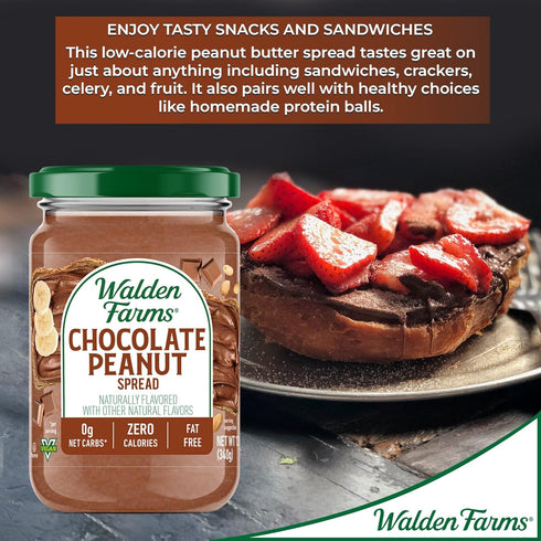 6-Pack, 12 oz Walden Farms Chocolate Peanut Spread Zero Calorie, Low Carb, Keto-Friendly, Vegan, Sugar-Free, Chocolate