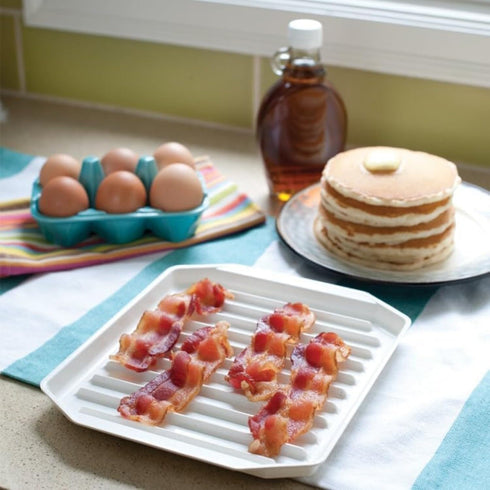 TAIHUSANBAI 10.25x8x2 Inches, 1 0.5 Bacon Rack with Lid, White Ounces Liters