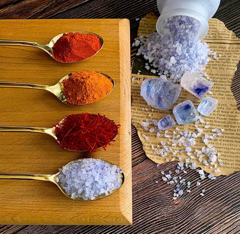 400g 80+ Ancient Blue Salt Coarse with Grinder Minerals, High Potassium, Lower Sodium Unprocessed, Hand-Harvested