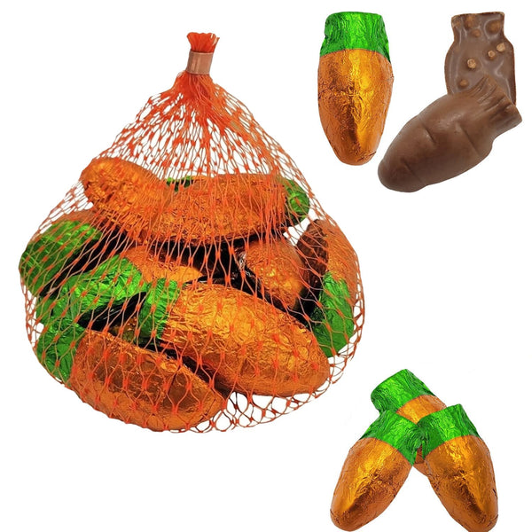 Easter Milk Chocolate Carrots Mesh Bags, Double Crisp Parsnip Pete's Bunny Treats,