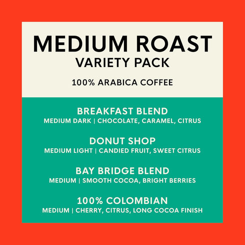 Pack (40 100% Commercially San Francisco Bay K-Cup Coffee Pods Medium Roast Variety ct), Includes Colombian, Donut