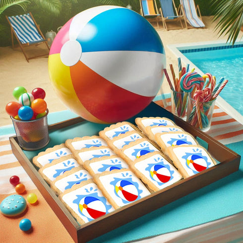 24 Pack Beachball Theme Individualy Wrapped Printed Cookies Bulk
