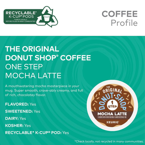 60 Count (6 Packs 10) The Original Donut Shop Mocha One-Step Latte, Single Serve Coffee K-Cup Pod, Flavored Coffee
