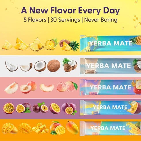 30 Yerba Mate Instant Tea Powder with Collagen & Vitamin C, Clean Energy for Glowing Skin & Crash-Free Focus, Gut