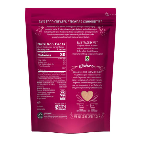 24oz, 6-Pack Wholesome Fair Trade Organic Light Brown Sugar